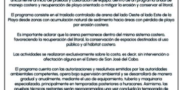 Puerto Los Cabos: sin Afectación Ambiental al Estero, se Reprograma Prueba Técnica en Zona de Playa