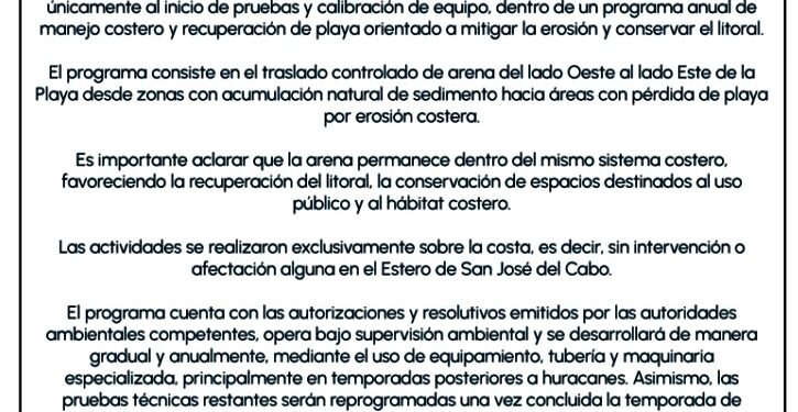 Puerto Los Cabos: sin Afectación Ambiental al Estero, se Reprograma Prueba Técnica en Zona de Playa